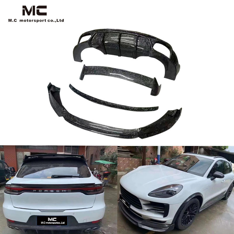 For Porsche Macan 95b carbon fiber Forged carbon fiber body kits front lip diffuser side skirt spoiler