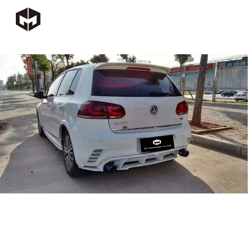 Fiberglass Front Rear Bumper Side Skirt Engine Bonnet Hood Fender Flares Spoiler Roof Wing R20 Wide Body Kit for VW Golf MK6 GTI