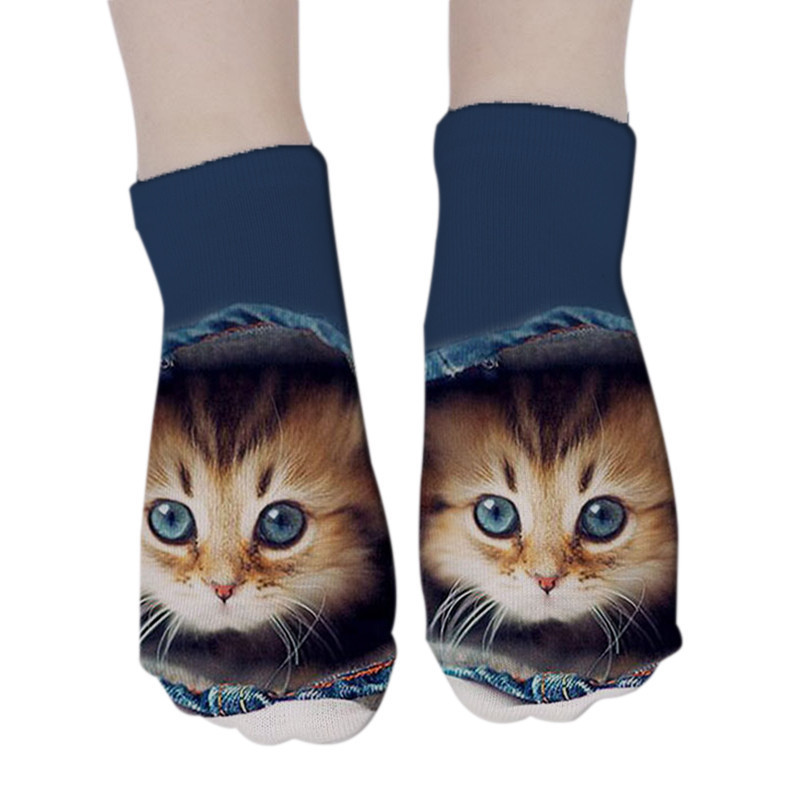 3D Print Funny Cute Cartoon Cat Anklet Fashion Unisex Socks Girl Casual Adult Women Men  Cat Kitten Face Socks