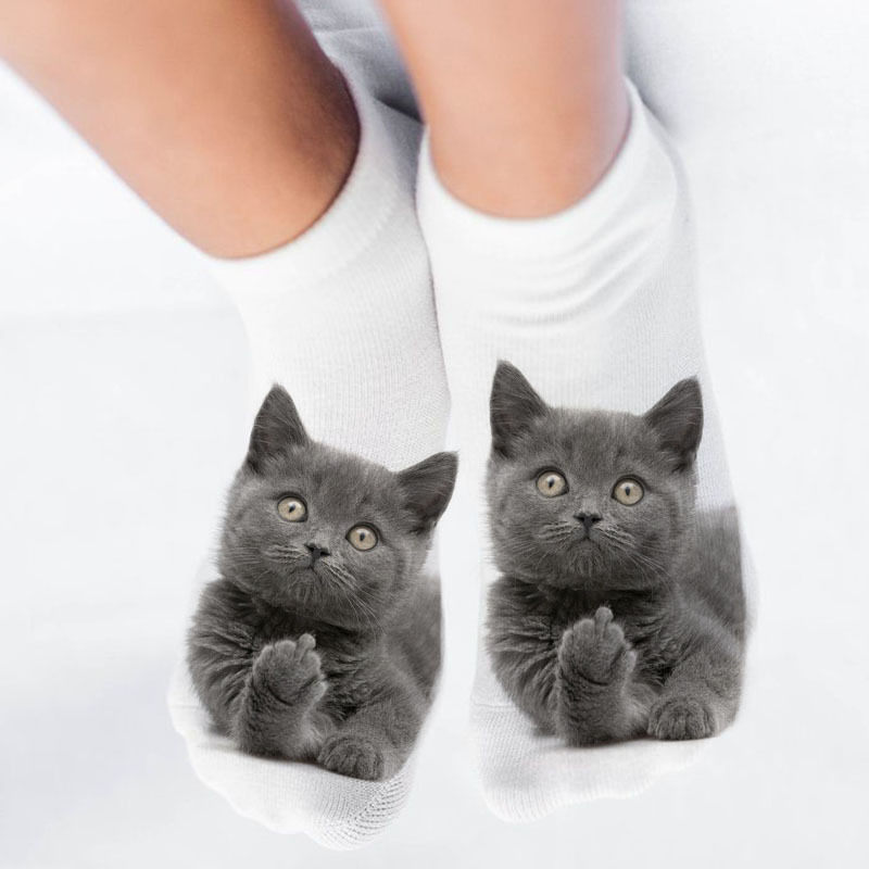 3D Print Funny Cute Cartoon Cat Anklet Fashion Unisex Socks Girl Casual Adult Women Men  Cat Kitten Face Socks