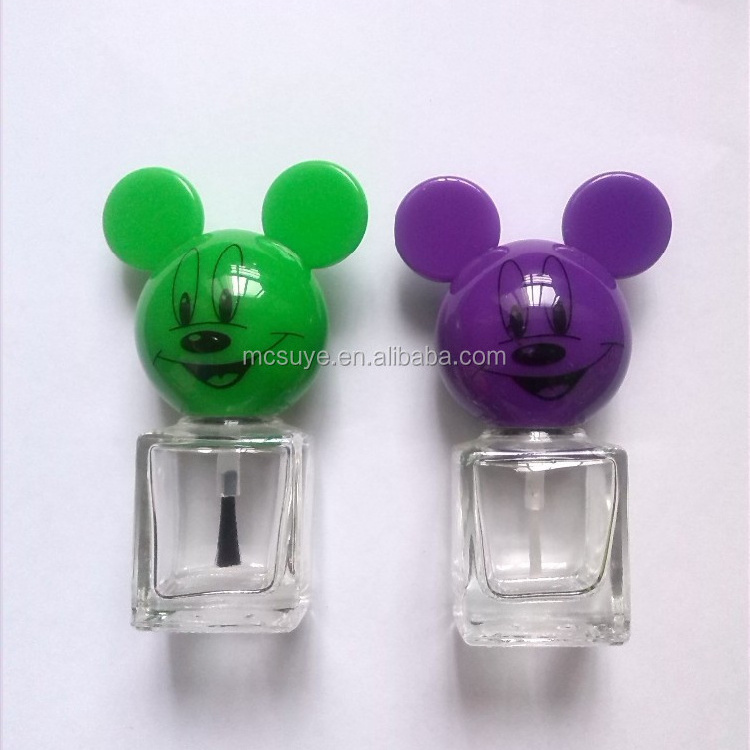 cute series Mouse ABS plastic cap with 15ml square glass bottle for nail polish package