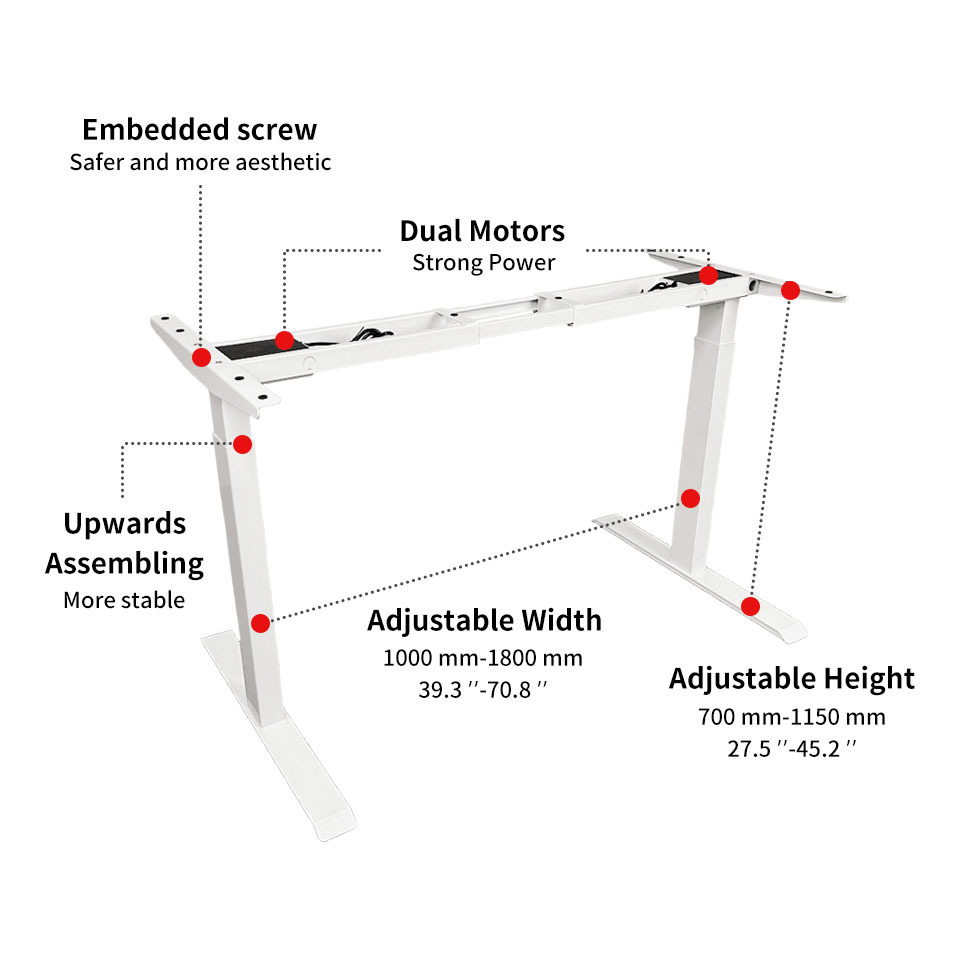 Electric Top Height Adjustable Standing Lifting Desk Dual Motor Laptop Stand Office Lift Computer Metal Steel Frame Table