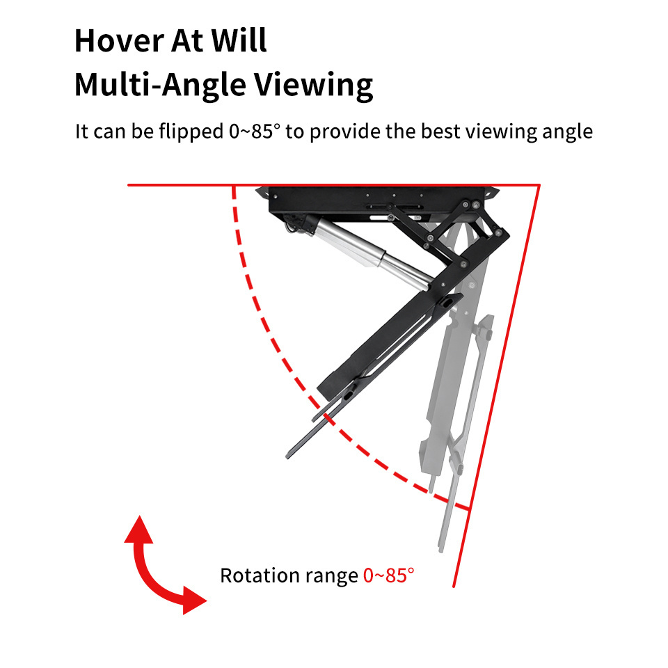 Mction Adjustable Remote Control Retractable Motorized Lift Flip Down TV Mount Pitched Roof Ceiling Folding Electric Bracket