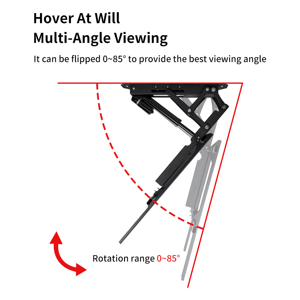 Electric Motorized Ceiling TV Mount Lift Wall Mount Remote Controlled Flip Drop Down Bracket Adjustable hanger 32 75 65 inch