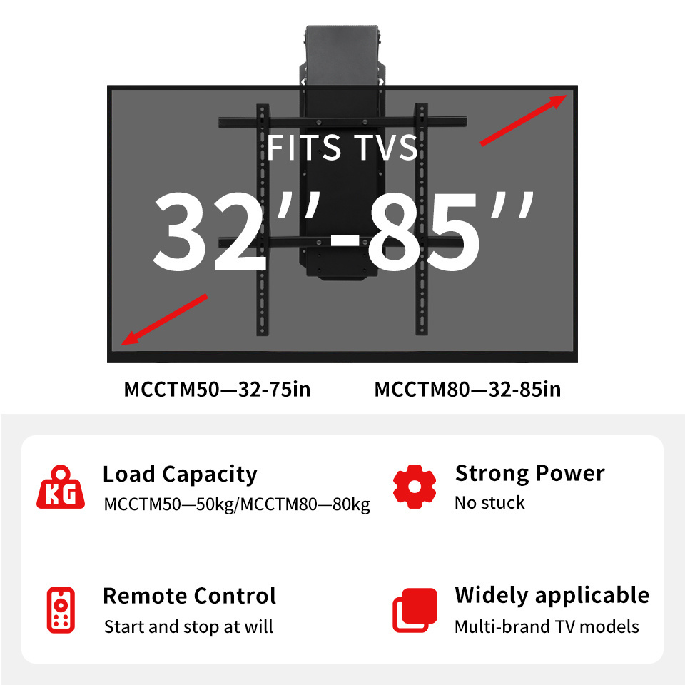 Mction Motorized Ceiling TV bracket 32-85inch Flip up drop down lcd tv lift mount hanger holder for hotel office