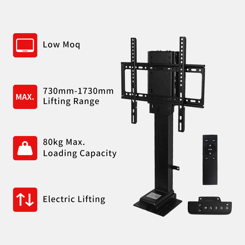 Automatic Electric TV Lift Mechanism Motorized System for Hidden in Cabinet Pop Up TV Stand Floor  55 65 75 32-85'' inch Mount