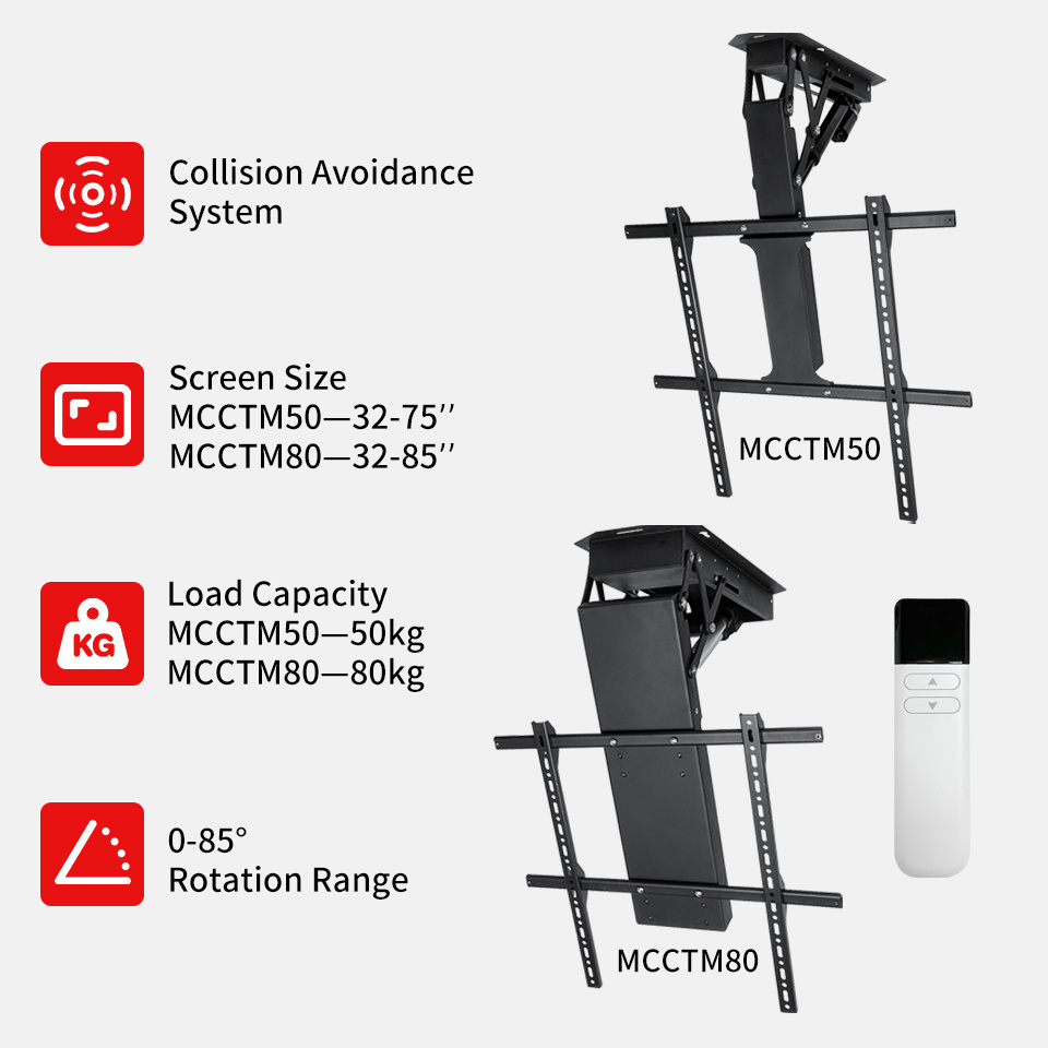 Motorized Electric Ceiling TV Lift Drop Down Flip Fold Down with Motor from the Hidden Ceiling TV Mount Bracket Remote Control