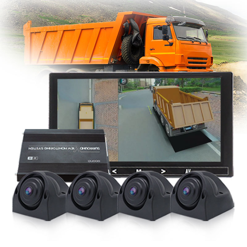 24V Bus Tipper Camera 1080P 2D 3D AVM Bird View Driving Surround View 360 Fish Eye Camera Monitor DVR For Dump Truck