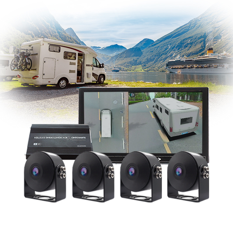 24V Bus Tipper Camera 1080P 2D 3D AVM Bird View Driving Surround View 360 Fish Eye Camera Monitor DVR For Dump Truck