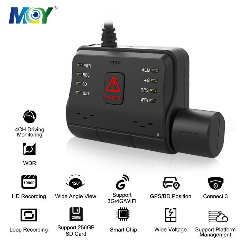 4CH 1080P HD Mini Mobile DVR 4G WIFI GPS Live Streaming Dash Cam Recorder for Heavy Goods Vehicles Truck