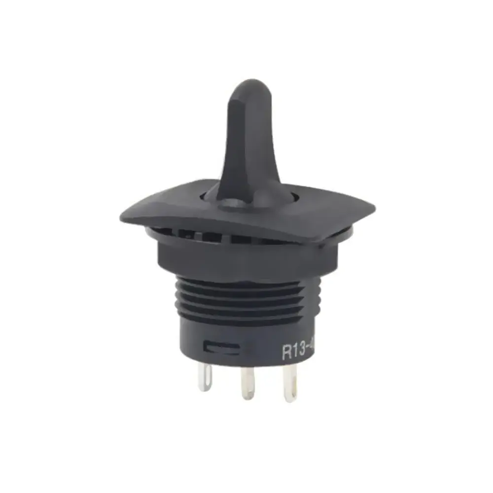 Black R13-402 ON-OFF-ON 3Pin 3Position 2Position Round Flat Toggle Switch SPDT