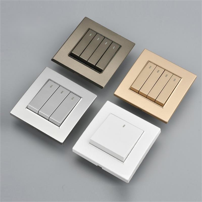 Factory Direct Sell Wholesale Price Gold/White PC Electrical Light Switches 2Gang 1Way Wall Switch Power Supply Switch