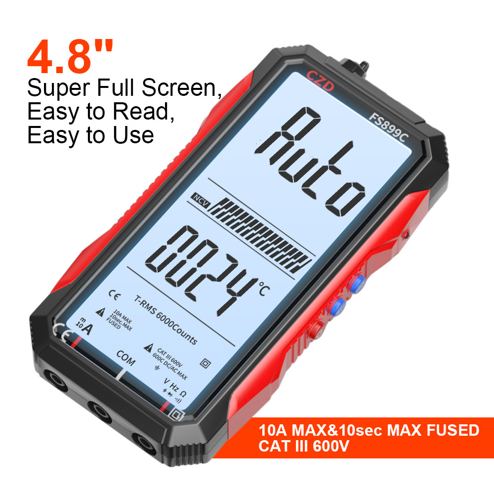 Super Full Screen Rechargeable 6000 Counts Auto Range Digital Professional Multimeter Easy To Read Easy To Operate