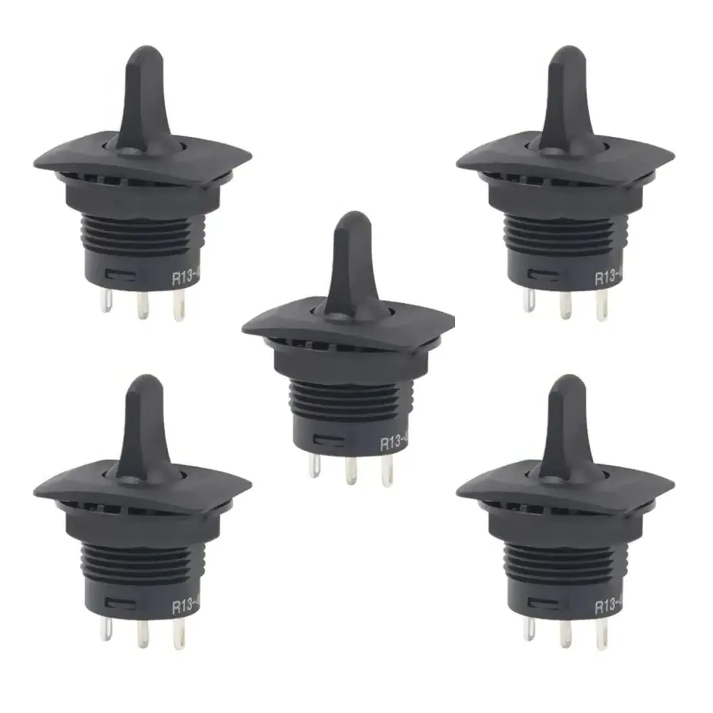 Black R13-402 ON-OFF-ON 3Pin 3Position 2Position Round Flat Toggle Switch SPDT