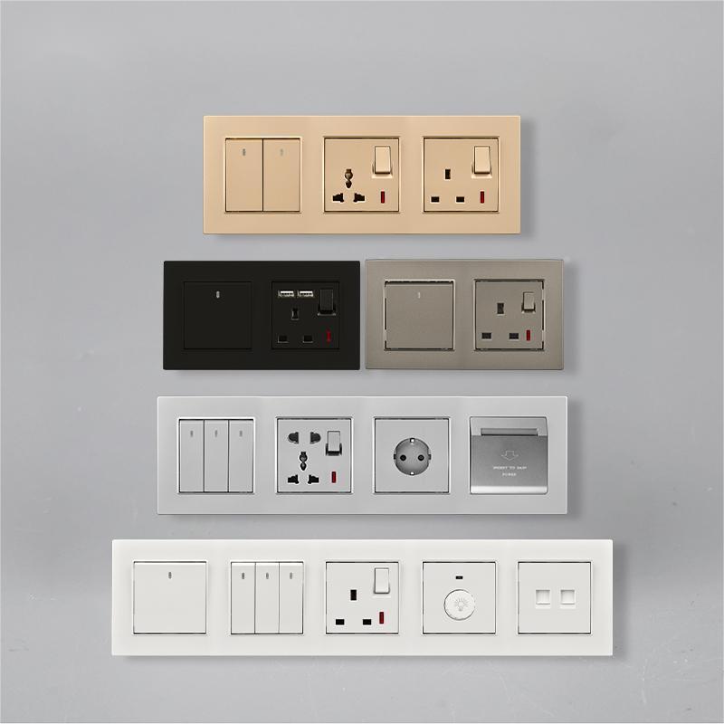 Saudi Arabia British Standard 2 Gang Double Pole Switch Factory Supply 220V 16A Electric Light Wall Sockets Switch