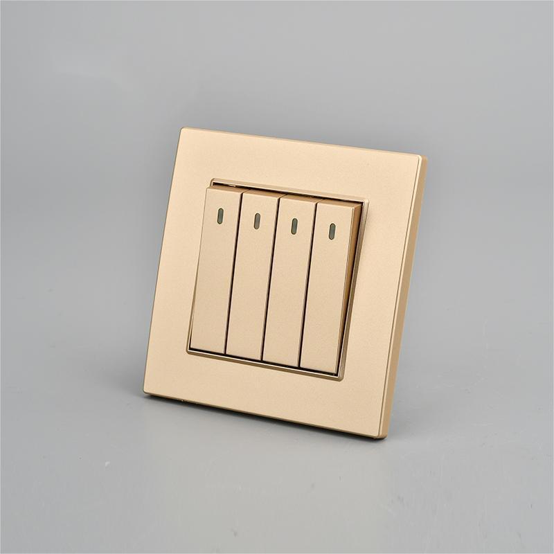 Factory Direct Sell Wholesale Price Gold/White PC Electrical Light Switches 2Gang 1Way Wall Switch Power Supply Switch