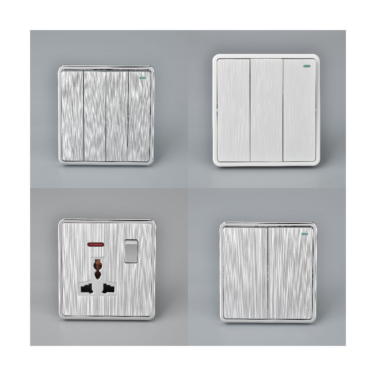 UK Standard Electric Wall Sockets And Switches Gray/Black 16A Ultra-Thin PC Brushed Panel Switch And Socket