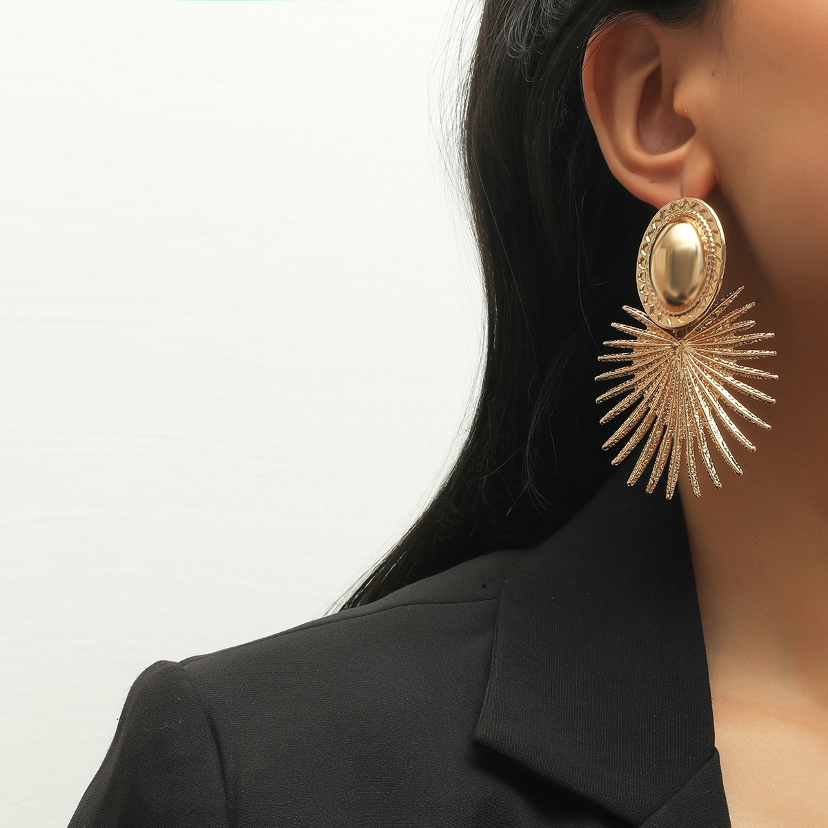 Wholesale Statement Pop Exaggerated Geometric Western Modern Gold Plated Fashion Jewelry Earrings Women