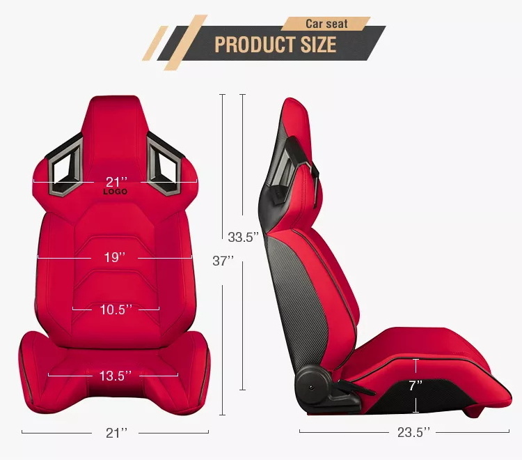 Universal Recaro Red PVC Leather With Double Slider Bucket Racing Seats