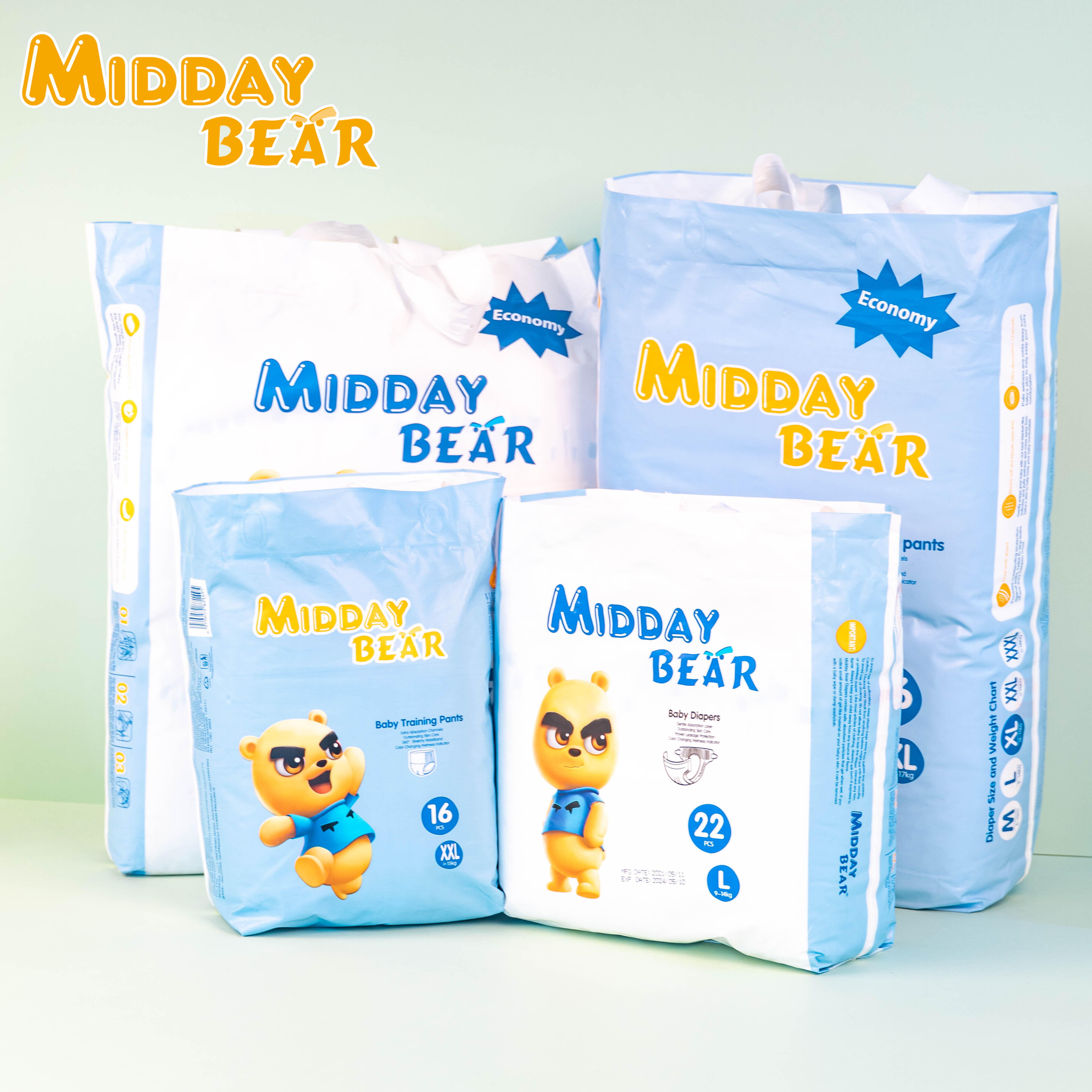 Midday bear diaper factory couches dipers soft care korean baby diapers daipers