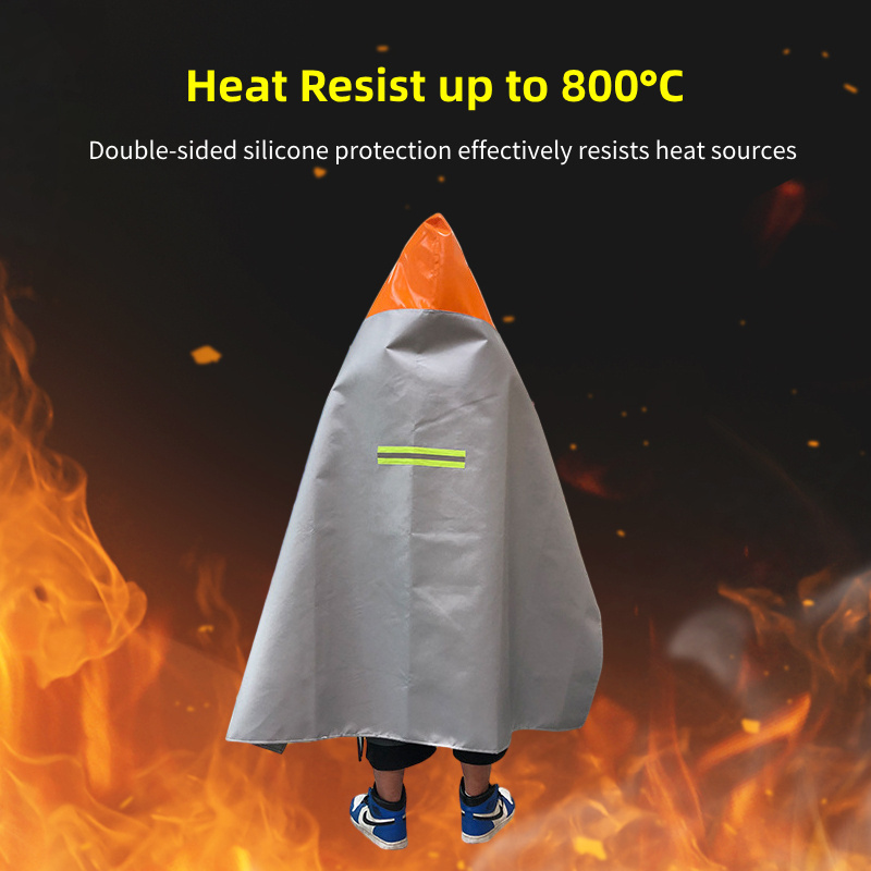 Fireproof Cloak Cape Safety Blanket Flame Retardant Heat Insulation Fiberglass Silicone coat Fire fighting