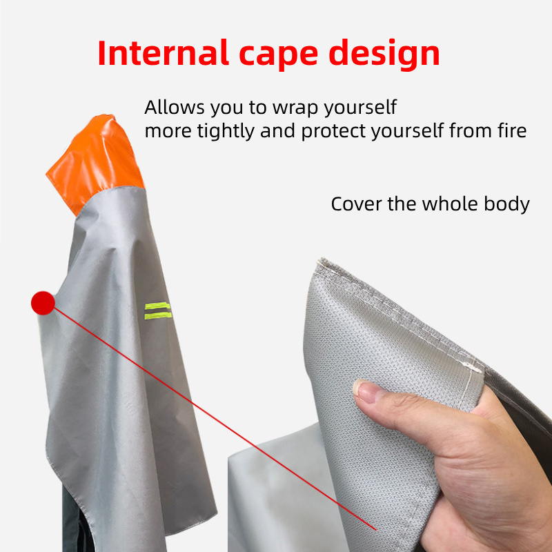 Fireproof Cloak Cape Safety Blanket Flame Retardant Heat Insulation Fiberglass Silicone coat Fire fighting