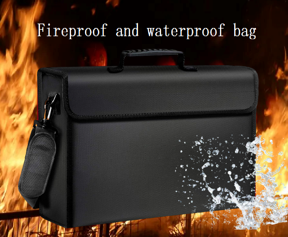 Factory OEM Custom Portable Waterproof Fireproof Money Lock Bags Double-sided high temperature resistant file bag