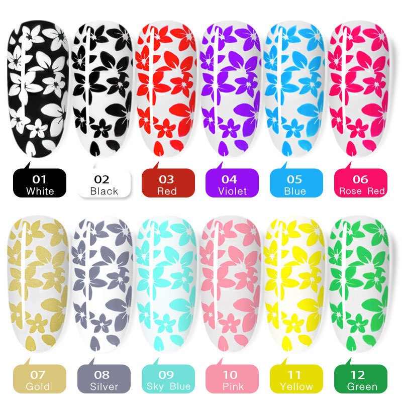 2021 nail art stamping gel colorful Stamping Gel for nail art 12 colors 8ml Crayon Painting Gel nail