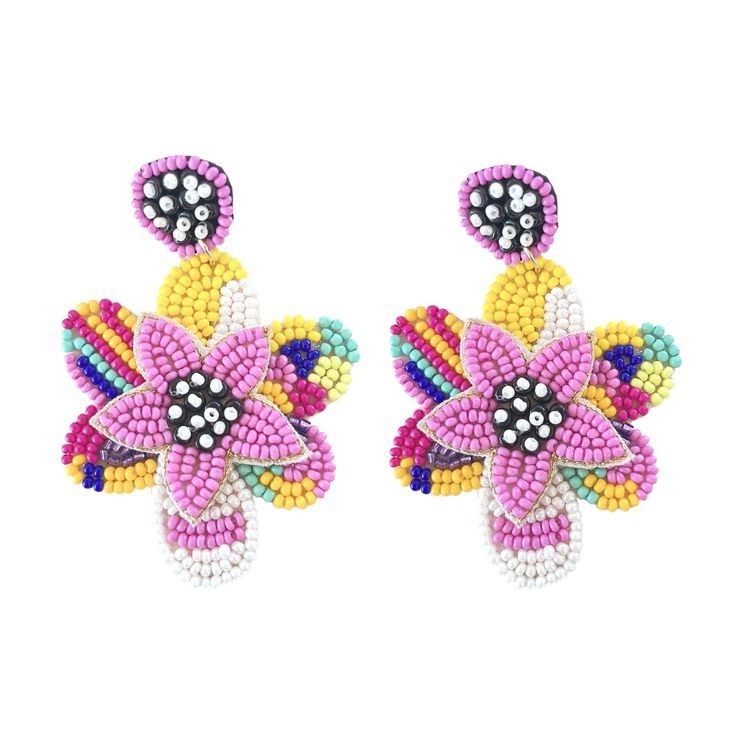 2022 High fashion wholesale hand made embroidery Seed Bead fashion Multi Color Earrings Artificial Jewelry for Women earrings