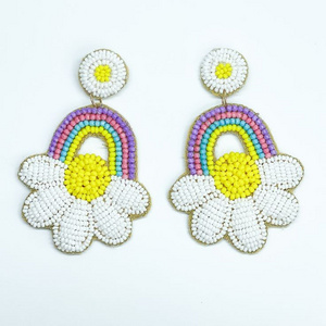 2022 High fashion wholesale hand made embroidery Seed Bead fashion Multi Color Earrings mdhandicraft for Women earrings