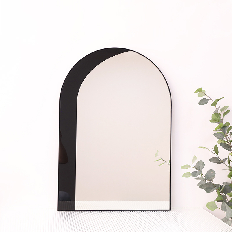 MD heart furniture | Wall Mirror for Black Bathroom Mirror, Metal Frame with Rounded Corner,  Glass Panel