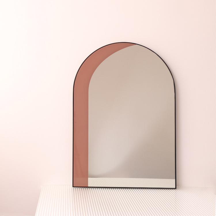 MD heart furniture | Wall Mirror for Black Bathroom Mirror, Metal Frame with Rounded Corner,  Glass Panel