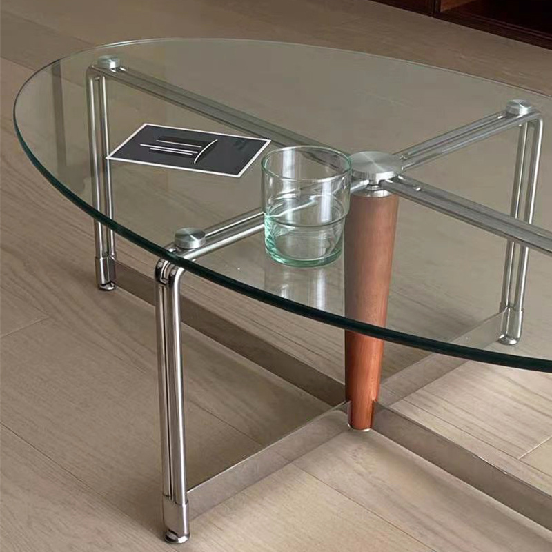 MD heart furniture|New style modern luxury stainless steel oval glass center coffee table living room coffee table