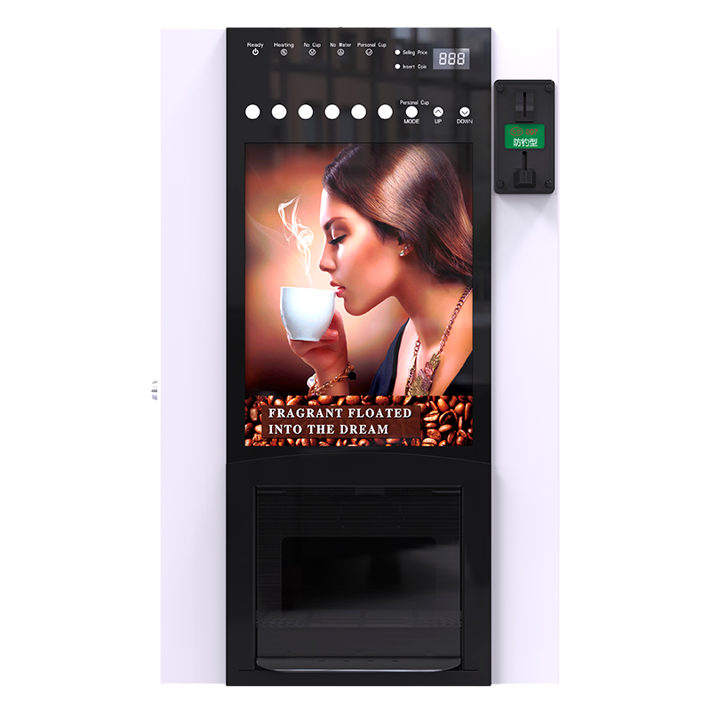 Hot Sale Table Top Commercial 6 Hot Premix Instant Coffee Powder Tea Soup Coffee Vending Machine with Automatic Cup Dispenser