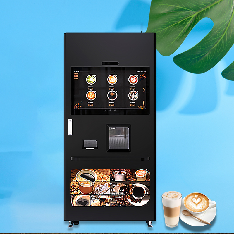 LE-VENDING CE CB LE308G Coin Bank Card IC Cash Operated Auto 32-inch LCD Coffee Vending Machine With Cup and Sugar Dispenser