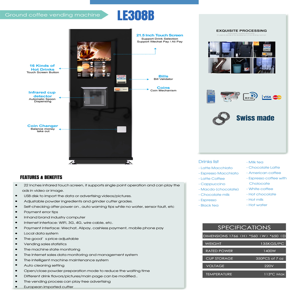 Smart Type Automatic coffee vending machines with grinder