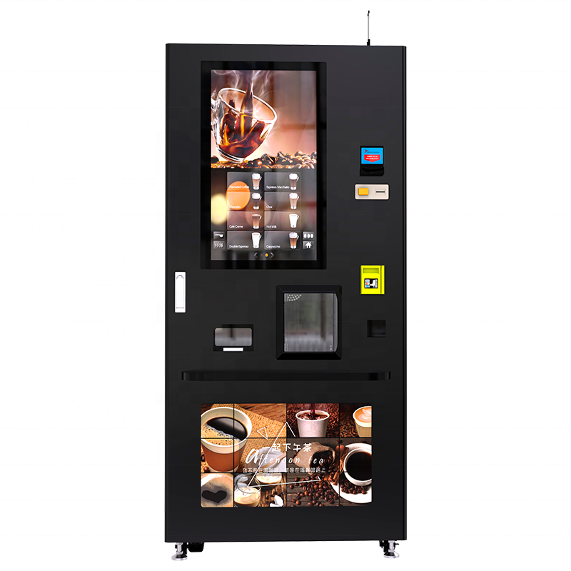 Intelligent commercial fully automatic Coffee Machine Ice/Hot Large screen 32 inch touch screen Coffee vending machine and grind