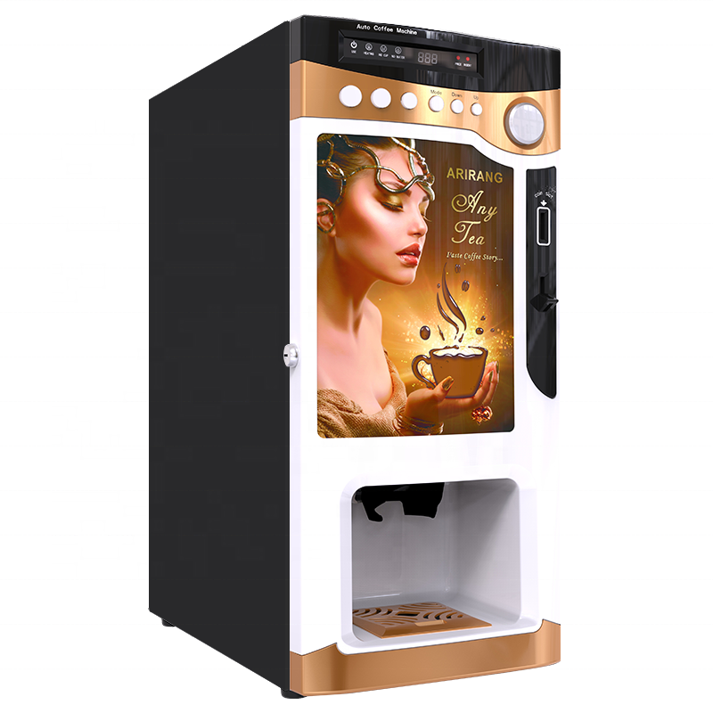 LE-VENDING Hot Sale CE CB LE303V Coin Operated Button Panel Instant Distributeur de Cafe With Cup Dispenser