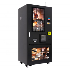 LE-VENDING CE CB LE308G Coin Bank Card IC Cash Operated Auto 32-inch LCD Coffee Vending Machine With Cup and Sugar Dispenser