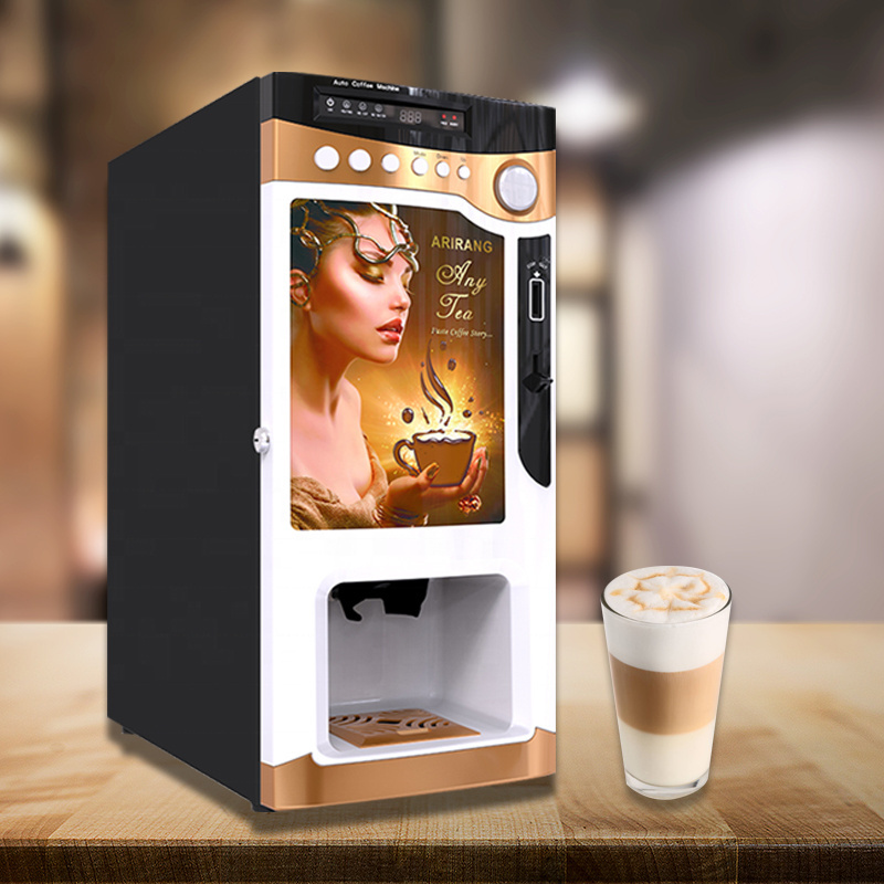 LE-VENDING Hot Sale CE CB LE303V Coin Operated Button Panel Instant Distributeur de Cafe With Cup Dispenser