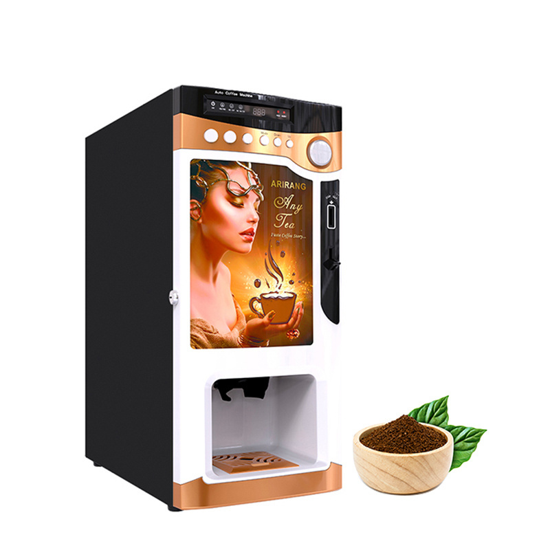 3 hot drinks cup dispenser coin operated smart table commercial  instant chocolate coco coffee tea mini vending machine