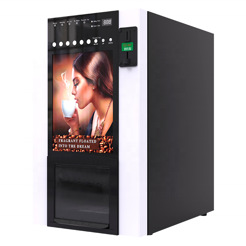 Hot Sale Table Top Commercial 6 Hot Premix Instant Coffee Powder Tea Soup Coffee Vending Machine with Automatic Cup Dispenser