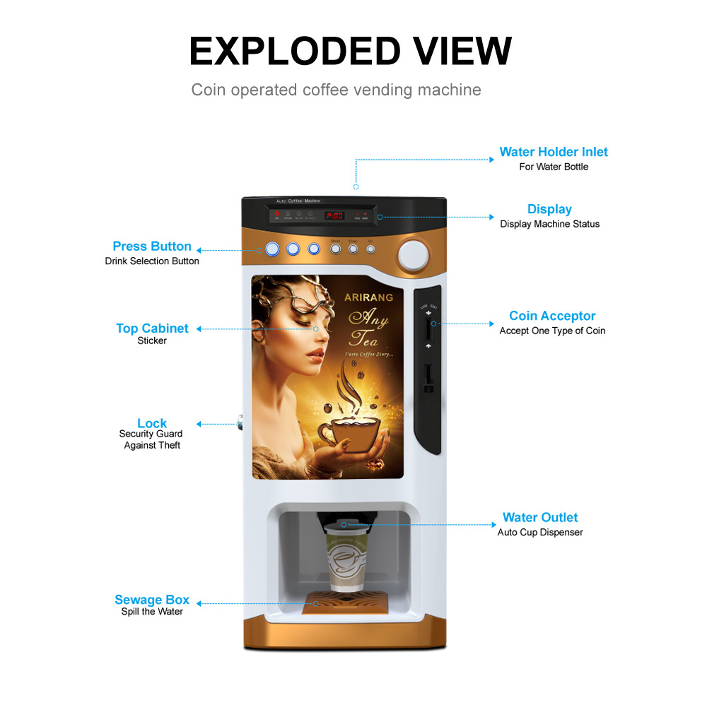 Multi Optional Coffee Tea Vending Vendo Machine Coin operated instant coffee machine