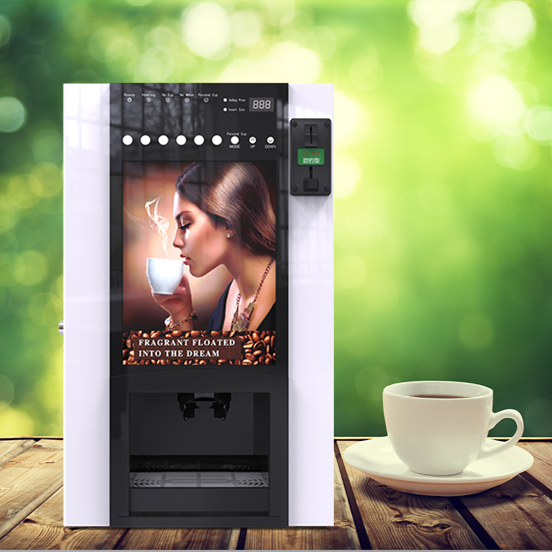 LE-VENDING New CE CB LE302B Coin Operated Button Selection Instant Chocolate Maquina Expendedora de Cafe With Cup Dispenser