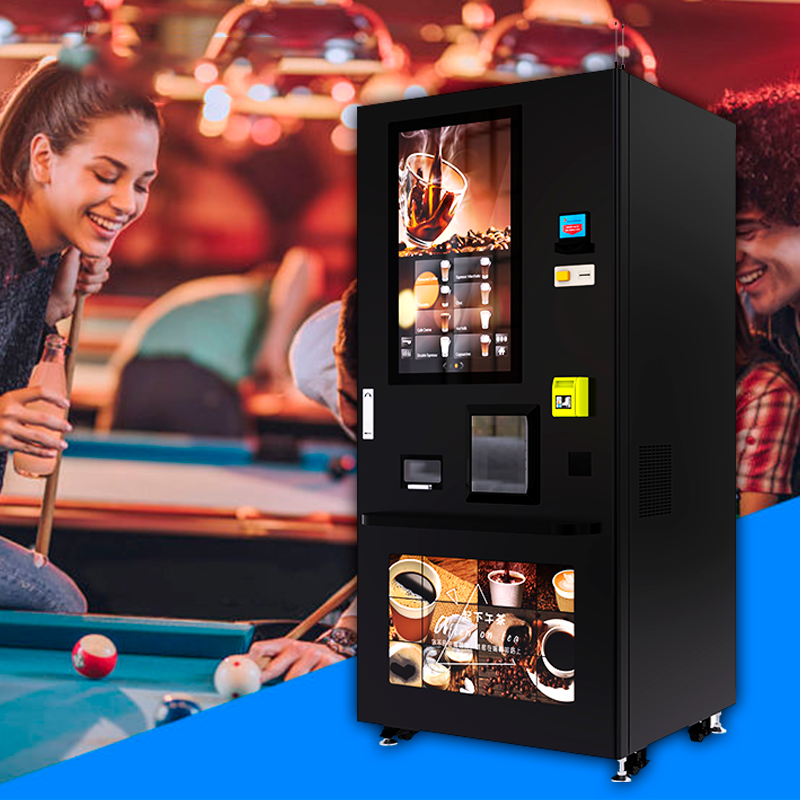 LE-VENDING CE CB LE308G Coin Bank Card IC Cash Operated Auto 32-inch LCD Coffee Vending Machine With Cup and Sugar Dispenser