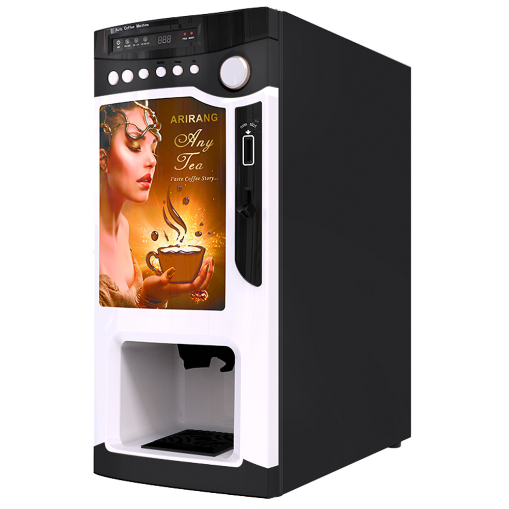 3 hot drinks cup dispenser coin operated smart table commercial  instant chocolate coco coffee tea mini vending machine