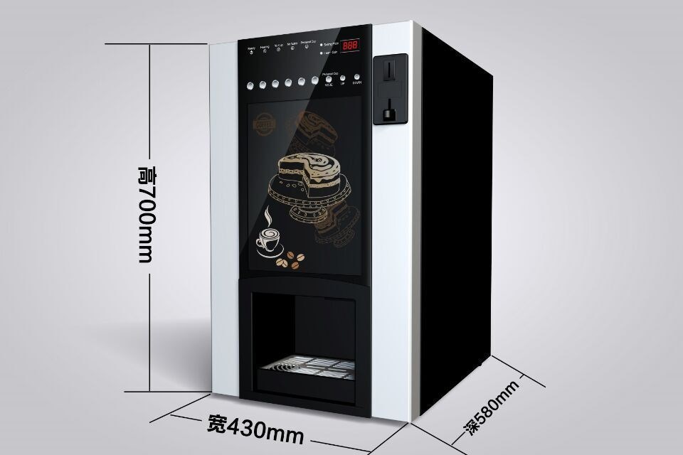 LE-VENDING New CE CB LE302B Coin Operated Button Selection Instant Chocolate Maquina Expendedora de Cafe With Cup Dispenser