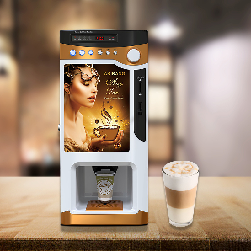 LE-VENDING Hot Sale CE CB LE303V Coin Operated Button Panel Instant Distributeur de Cafe With Cup Dispenser