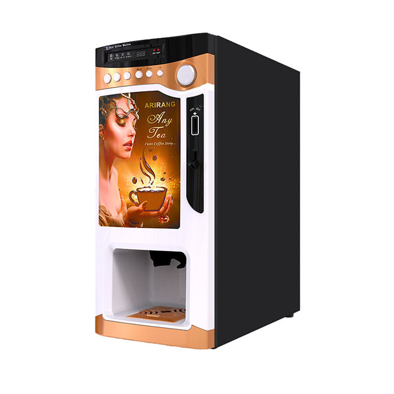 3 hot drinks cup dispenser coin operated smart table commercial  instant chocolate coco coffee tea mini vending machine