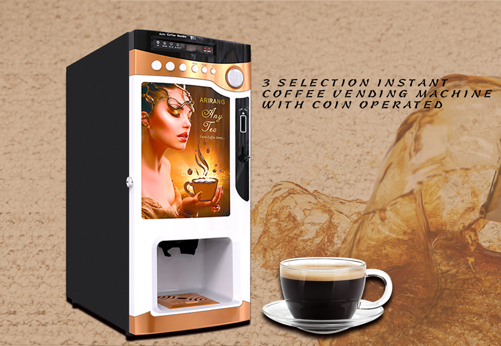 Automatic Coffee Dispenser Vending Commercial instant Coffee Vending Machine with coin payment system vending coffee machine